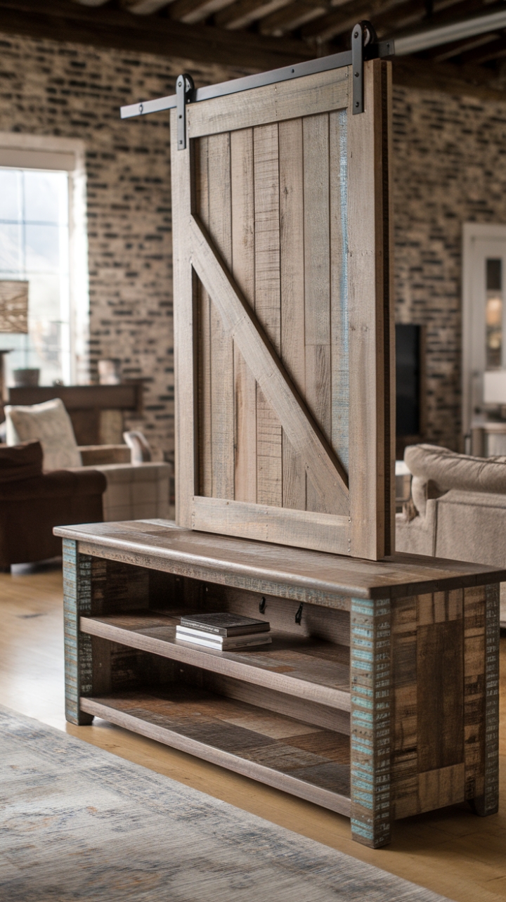 Rustic Elegance: Farmhouse Style TV Stand with Ample Storage