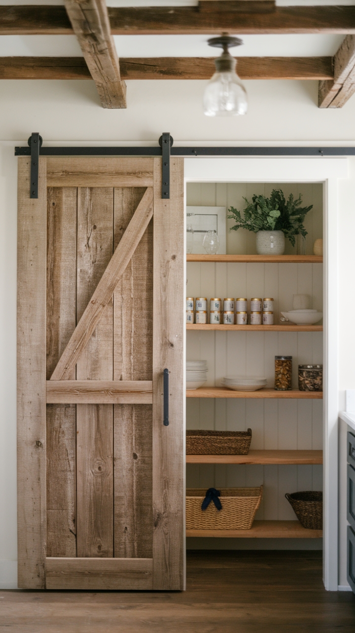 Rustic Charm: A Stylish Barn Door Pantry
