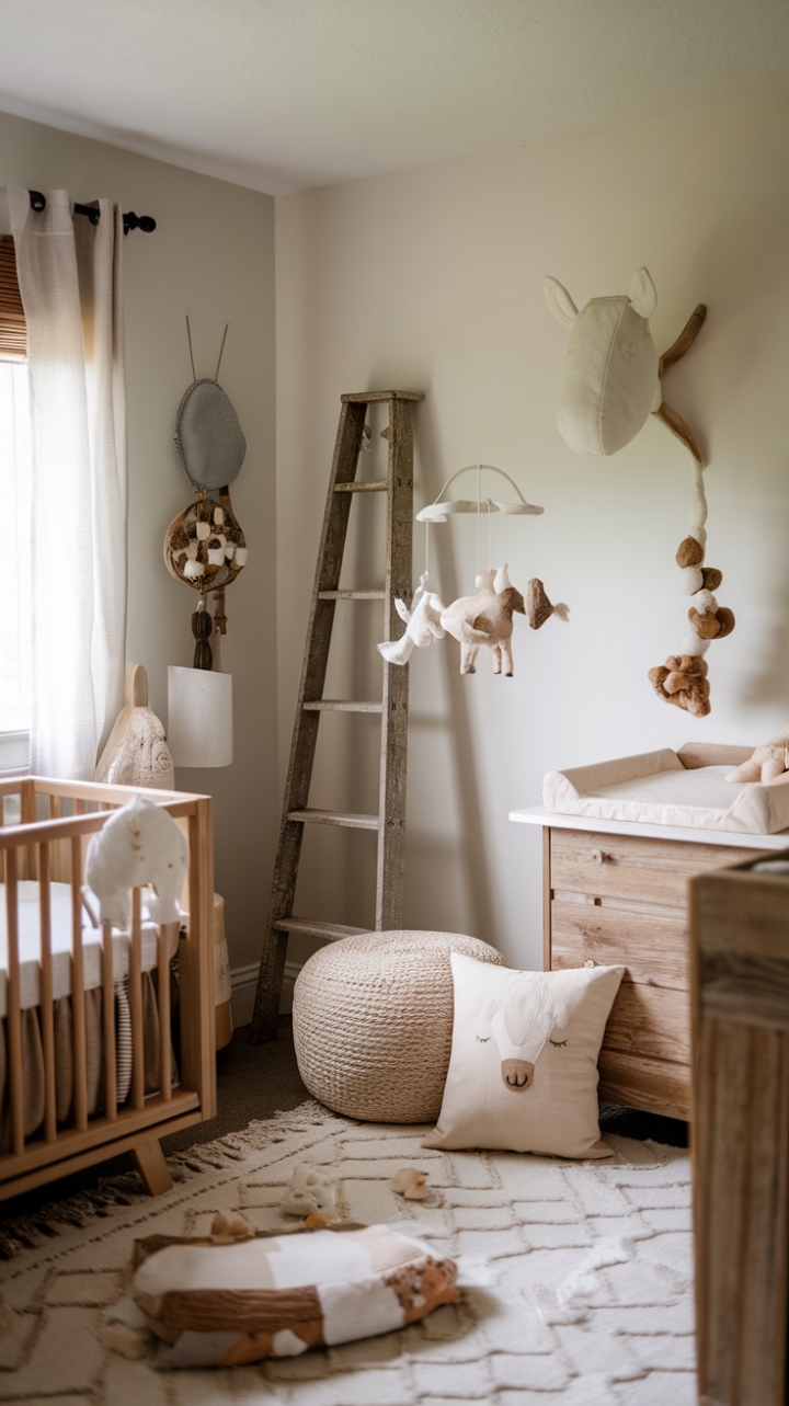 Serene Modern Farmhouse Nursery with Rustic Charm