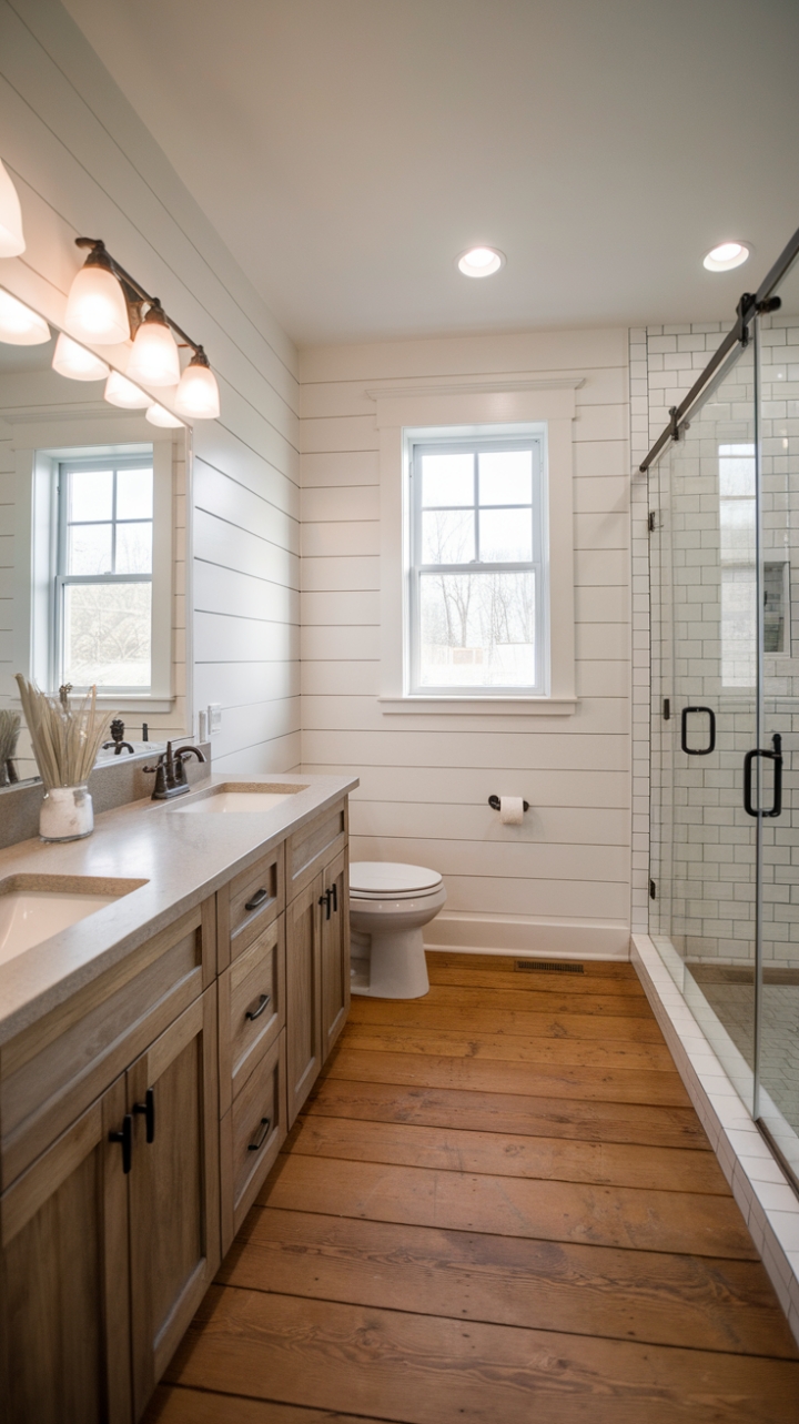 Bright and Cozy: Contemporary Farmhouse Master Bath