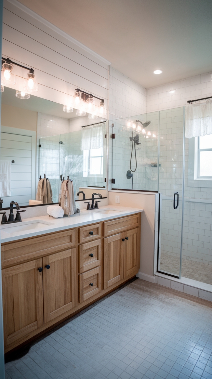 Rustic Charm Meets Modern Elegance in a Serene Farmhouse Master Bath