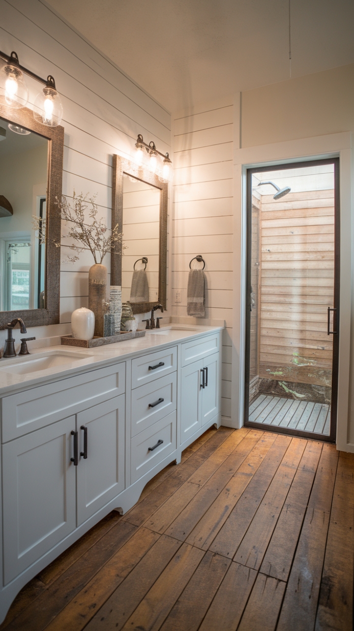 Rustic Elegance: A Farmhouse Master Bathroom with Nature-Inspired Details
