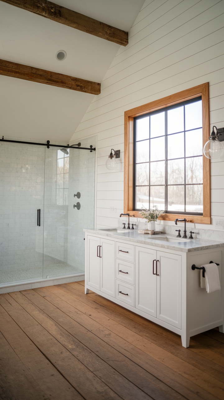 Rustic Elegance: A Modern Farmhouse Bathroom Retreat