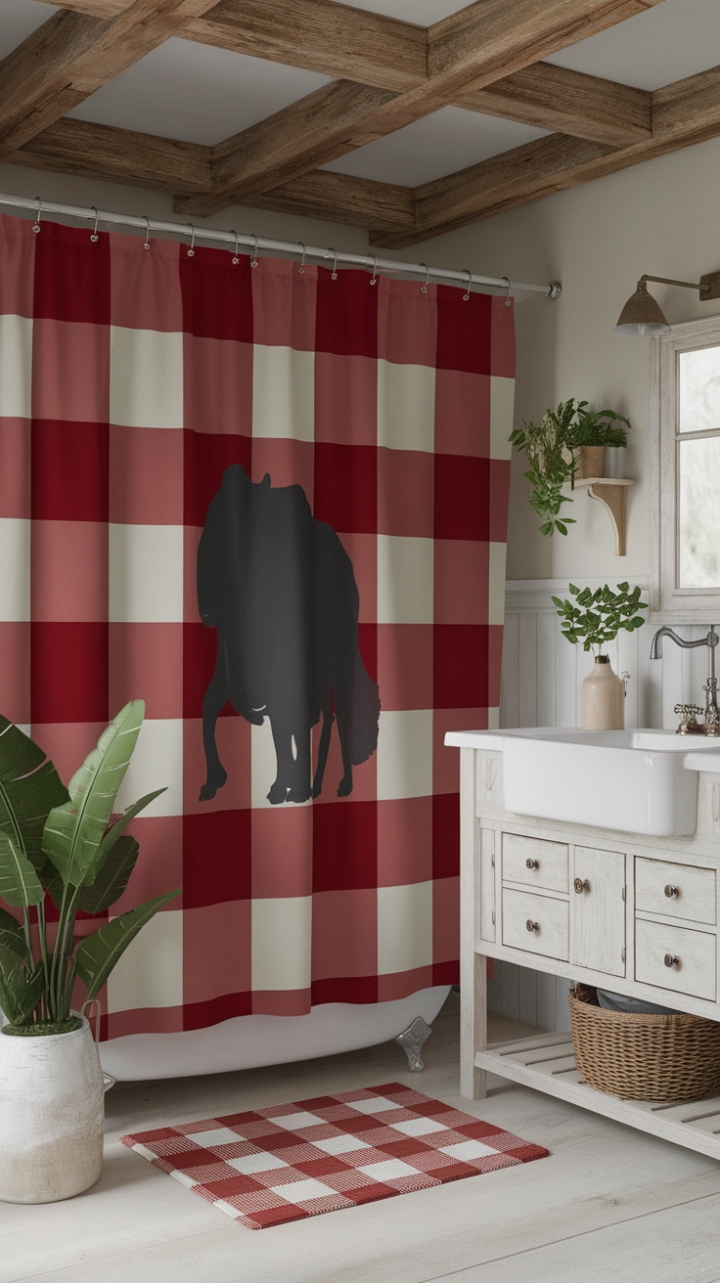 Farmhouse Elegance: Buffalo Check Shower Curtain for a Cozy Bathroom