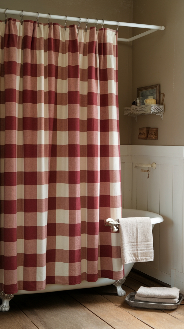 Rustic Elegance: Classic Buffalo Check in a Cozy Bathroom