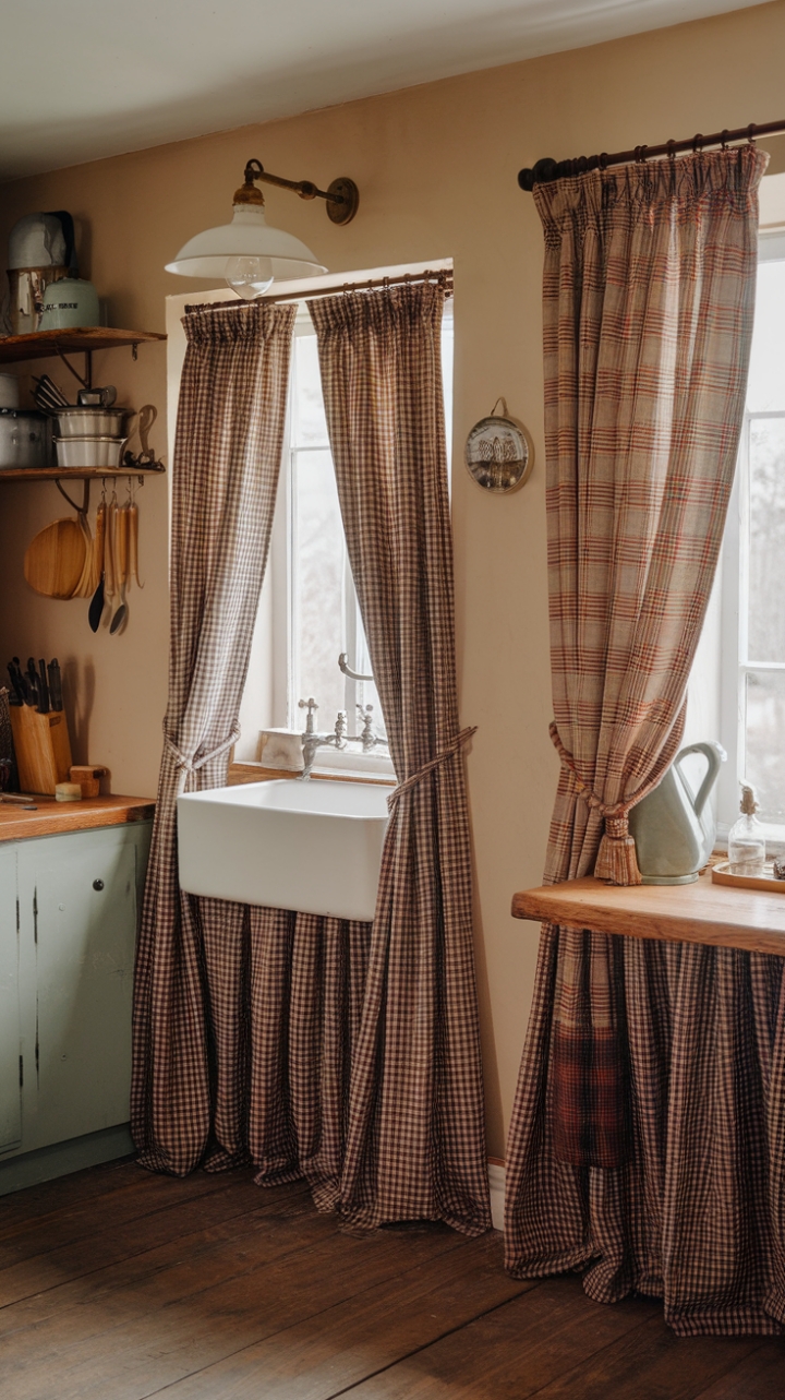 Charming Country Kitchen with Gingham and Plaid Accents