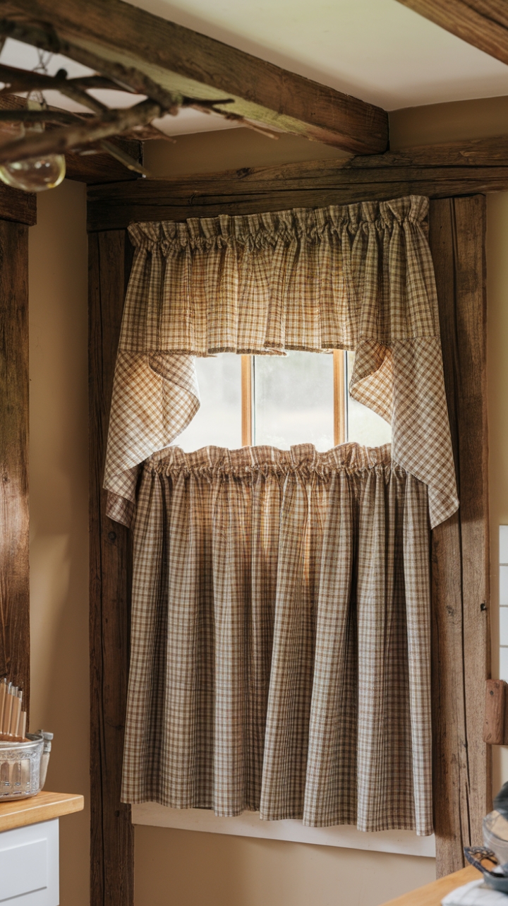 Farmhouse Charm: Gingham and Plaid Accents in a Cozy Kitchen