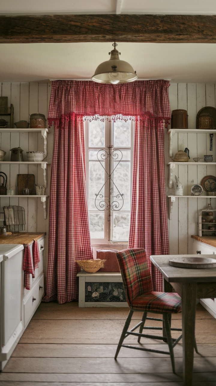Country Elegance: Warm Wood and Gingham Details