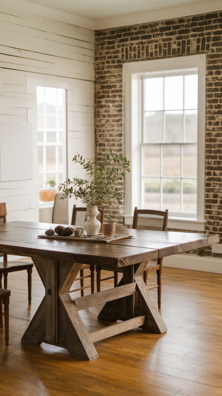 Farmhouse Charm: A Reclaimed Wood Table at the Heart of the Kitchen