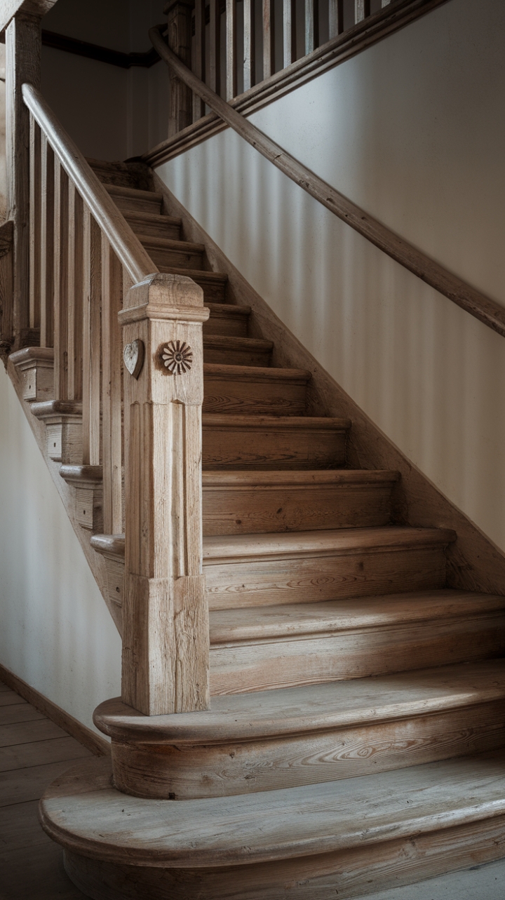 Timeless Charm: The Rich Patina of a Farmhouse Staircase