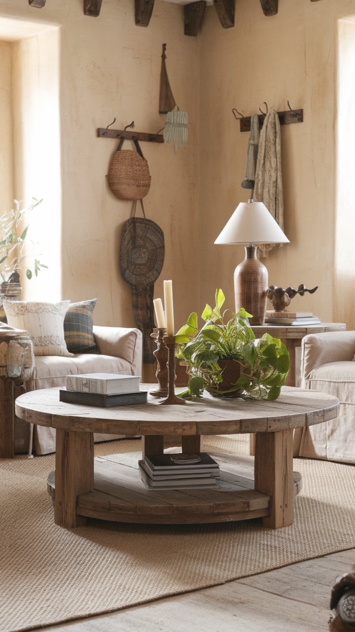Rustic Elegance: A Wooden Centerpiece for Cozy Living