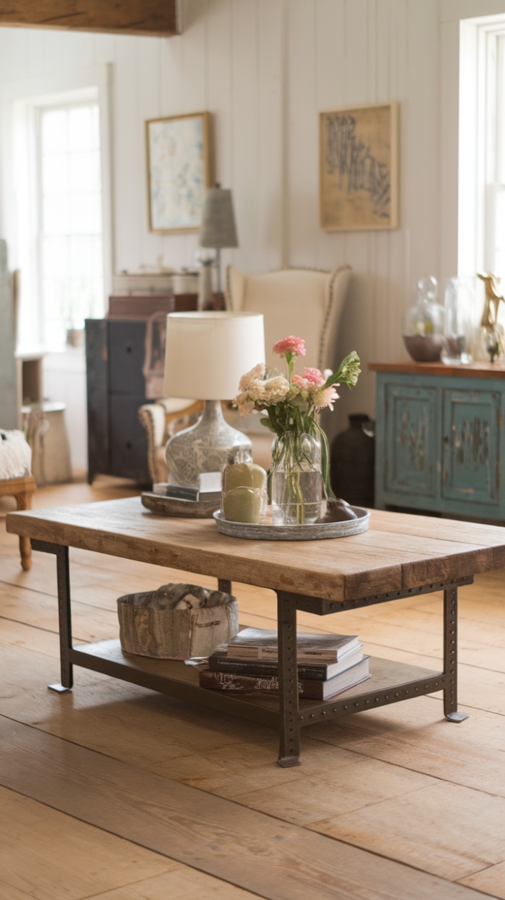 Charming Shabby Chic Coffee Table with Rustic Charm
