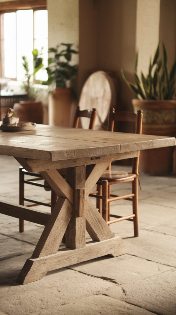 Rustic Charm: A Cozy Farmhouse Table with Timeless Appeal