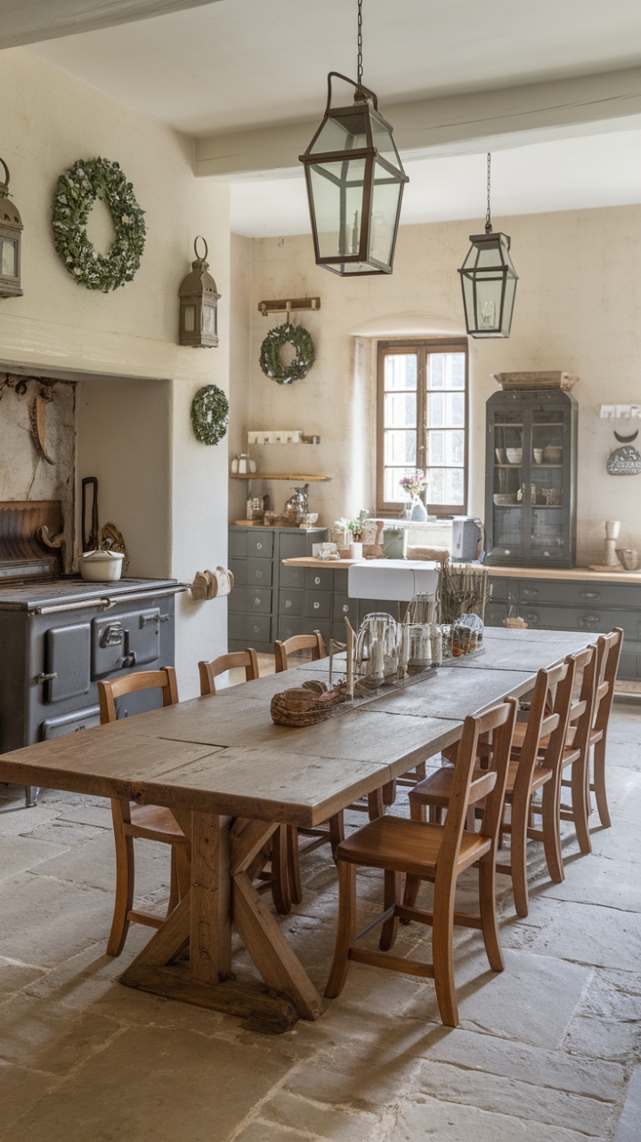 Cozy Gathering Spot with Wooden Chairs and Stone Floor