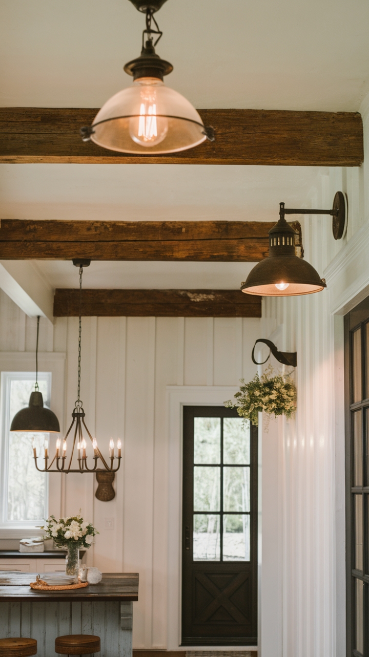 Outdoor & Indoor Lighting Creates Inviting Farmhouse Atmosphere
