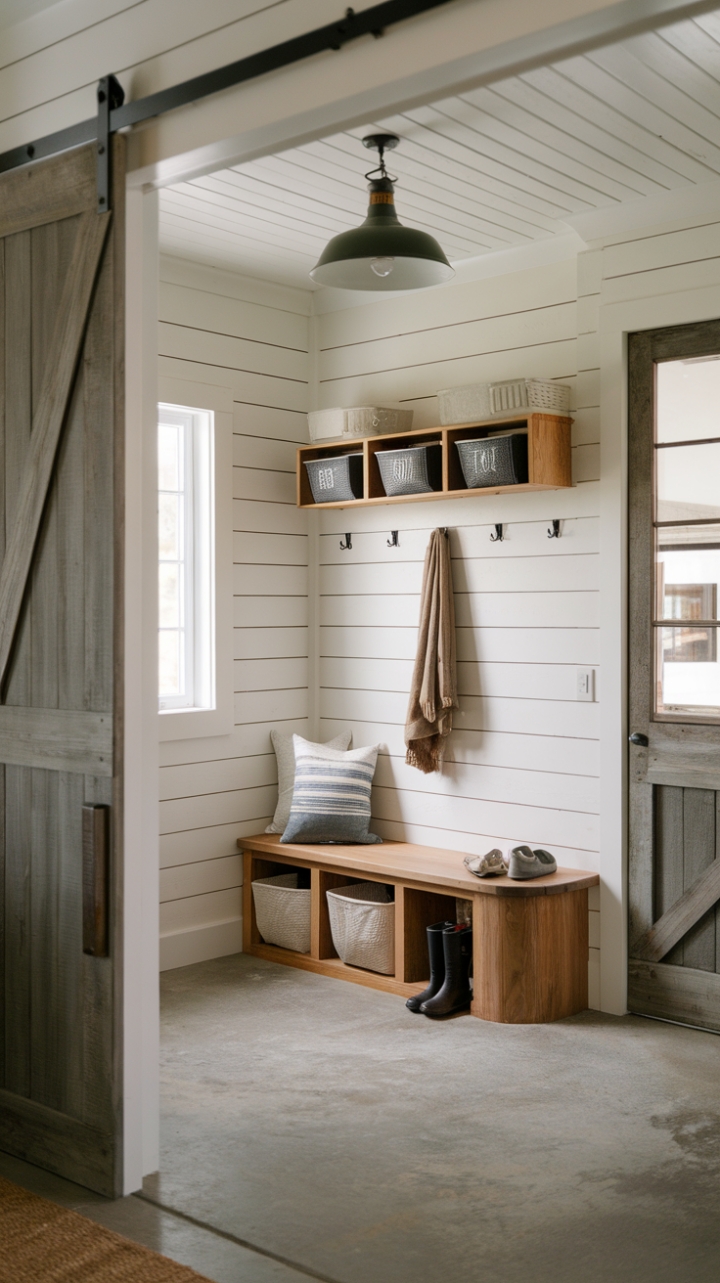 Charming Farmhouse Mudroom with Practical Elegance