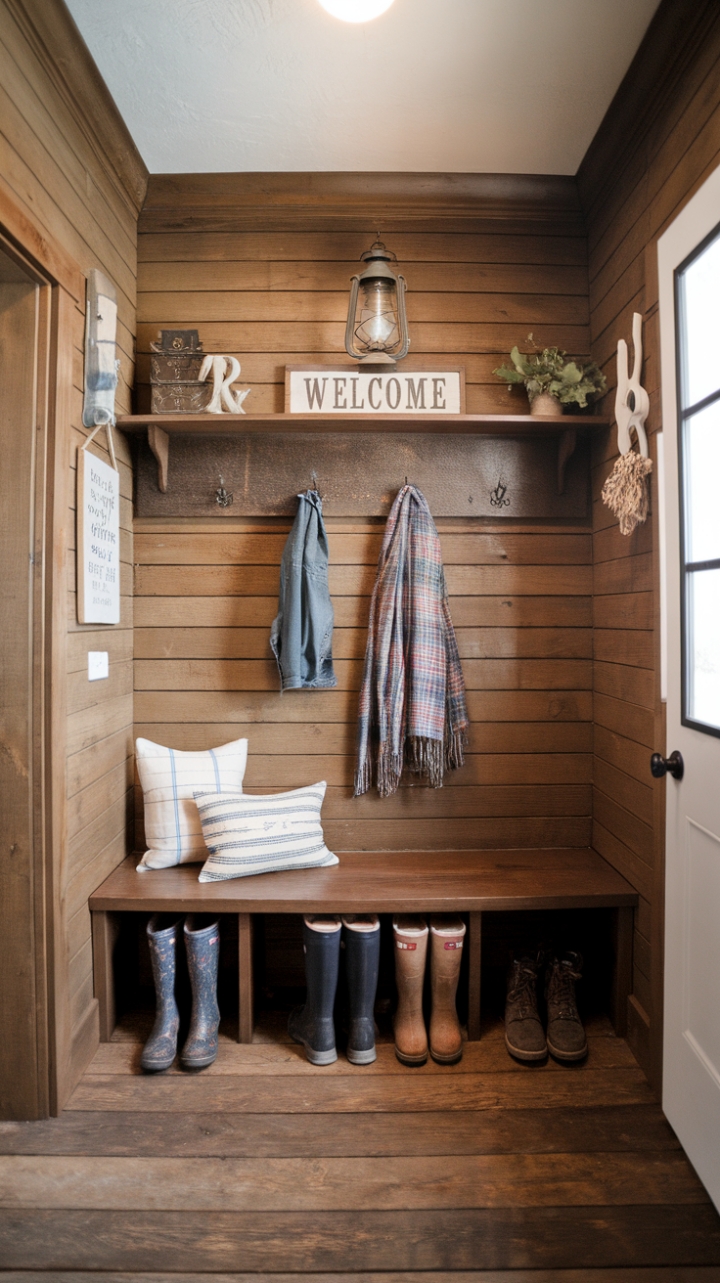 Charming Farmhouse Mudroom with Rustic Charm