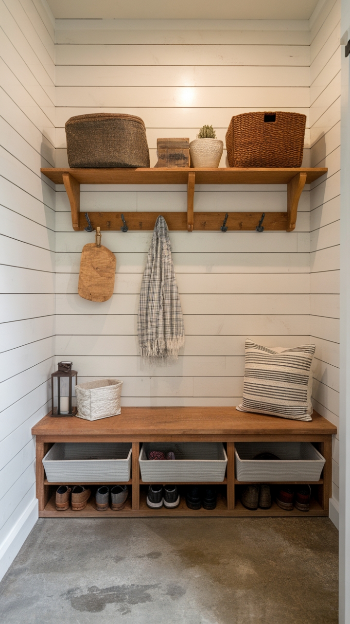 Rustic Charm Meets Modern Functionality in This Mudroom
