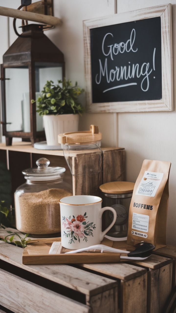 Farmhouse Morning Charm: Cozy Coffee Station Inspiration
