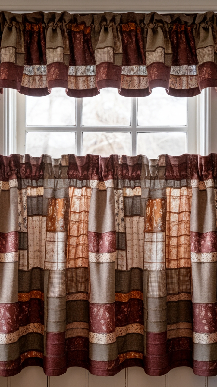 Country Charm: Patchwork Curtain Adds Warmth to Farmhouse Kitchen