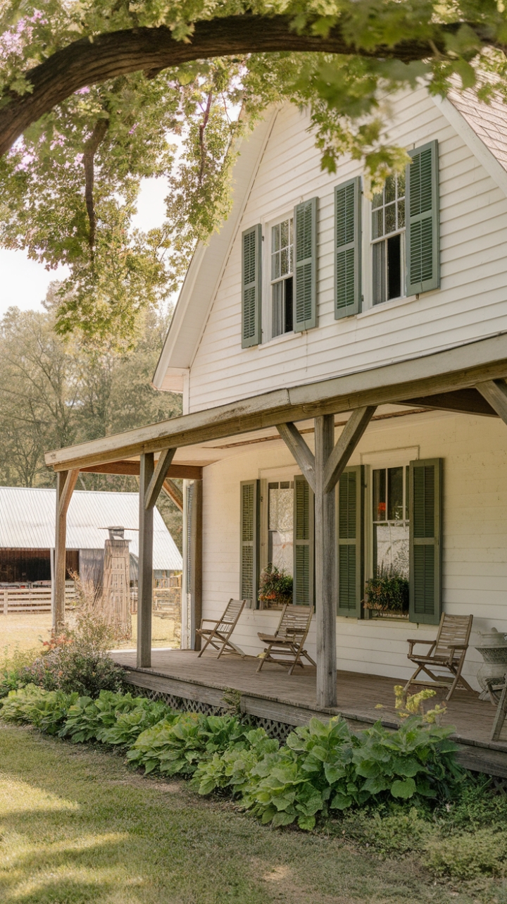 Tranquil Retreat in a Classic White Farmhouse