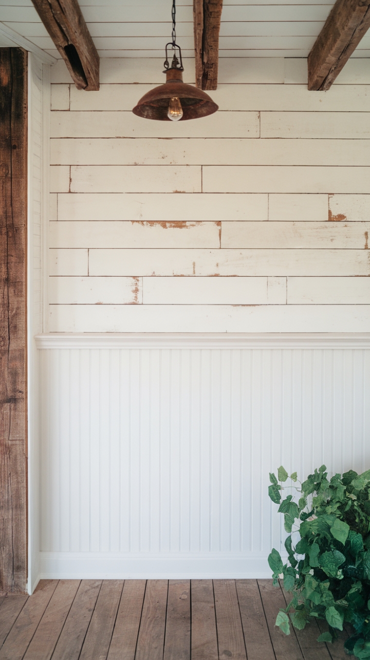 Country Elegance with Natural Wood and Vintage Lighting
