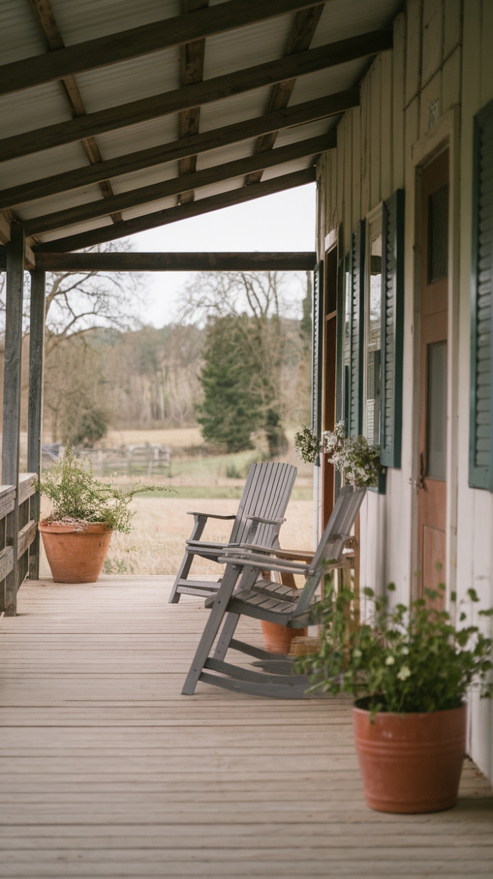 Rustic Serenity: A Tranquil Country Porch Retreat