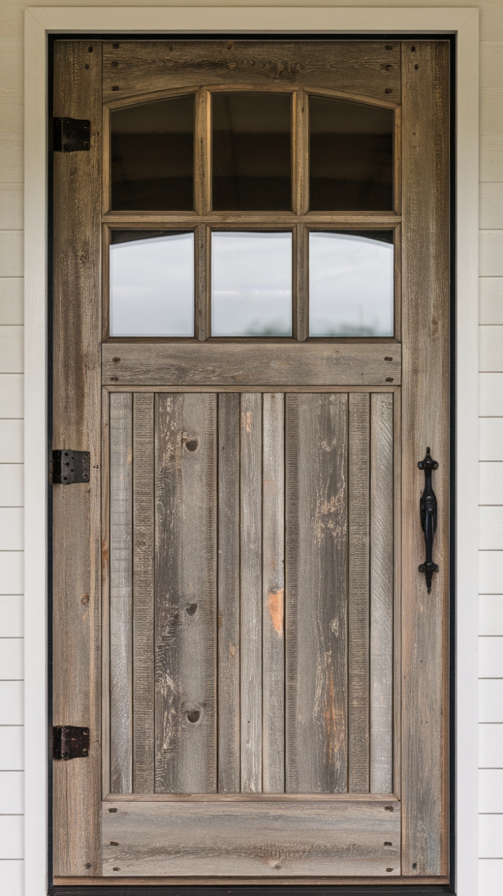 Charming Rustic Farmhouse Door Welcomes Guests