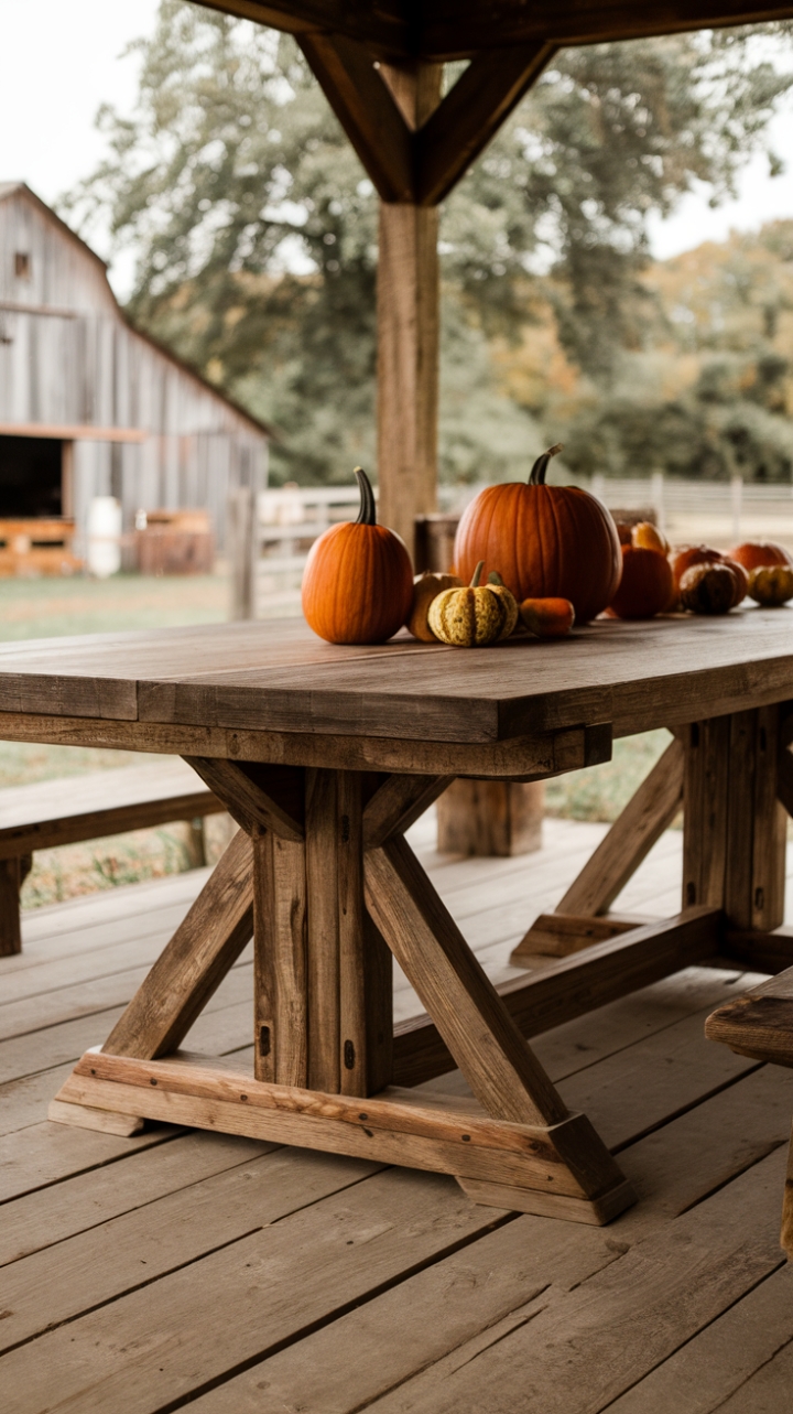 Rustic Charm: Reclaimed Wood Dining Table in a Farmstead Setting