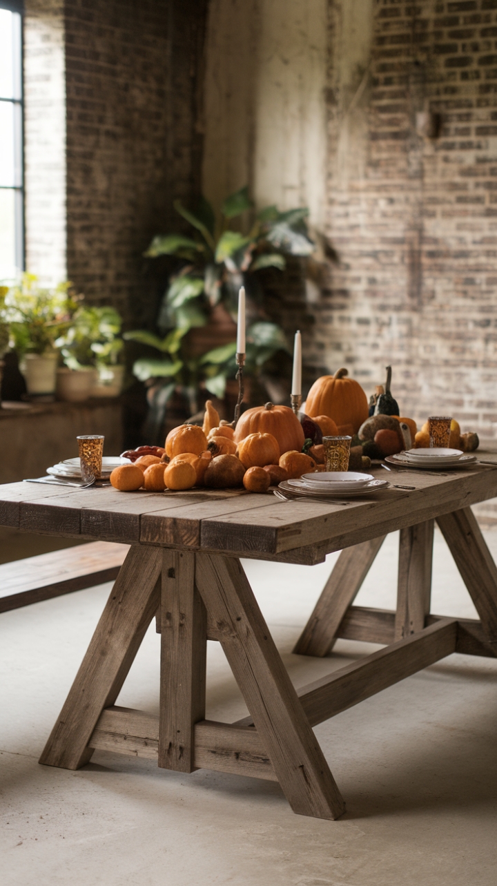 Charming Country-Inspired Dining Space with Reclaimed Wood Table