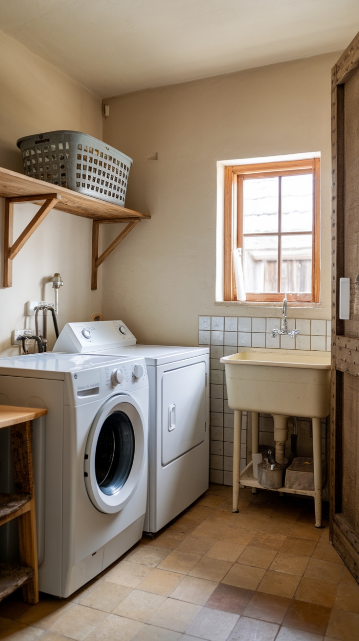 Bright and Warm Laundry Space with Natural Light