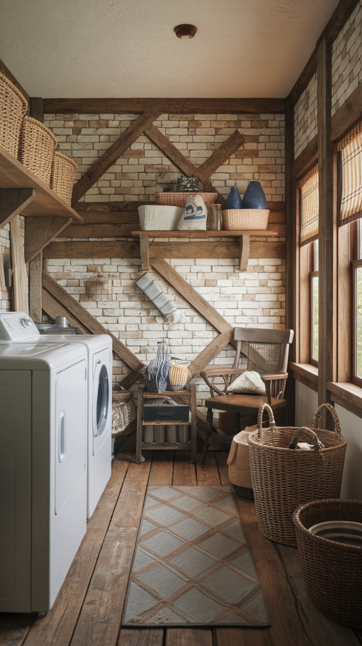 Charming Farmhouse Laundry Room with Vintage Charm