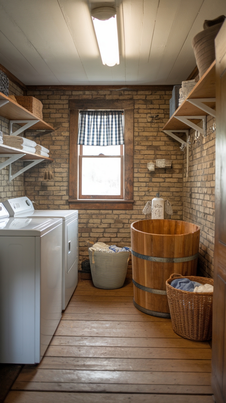Vintage-Inspired Farmhouse Laundry Space