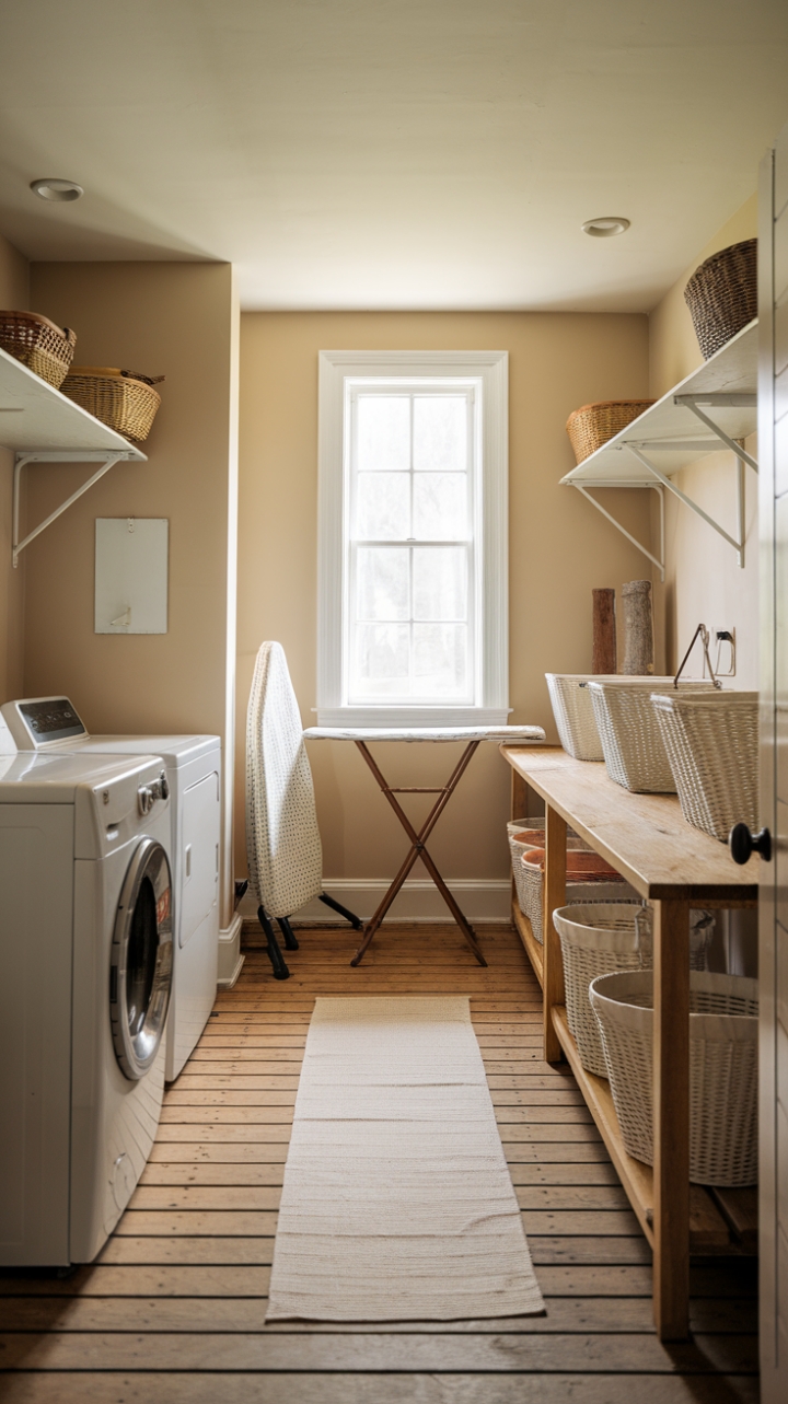Charming Farmhouse Laundry Room with Natural Light and Vintage Touches