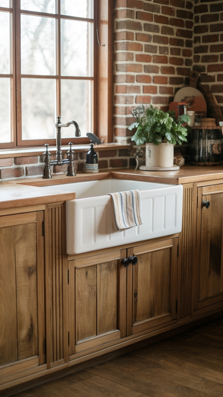 Cozy Elegance: A Bright, Characterful Kitchen with Exposed Brick