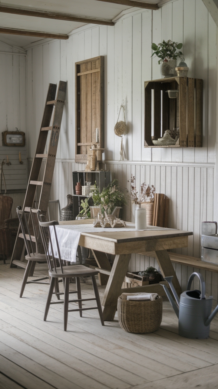 Cottage Elegance: Rustic Wood and Greenery in a Cozy Setting