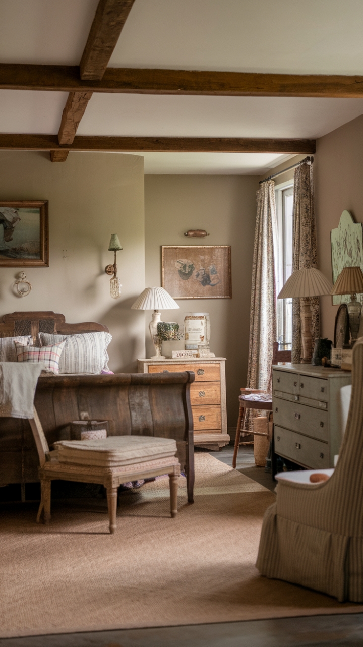 Rustic Vintage Charm: A Cozy Cottage Bedroom