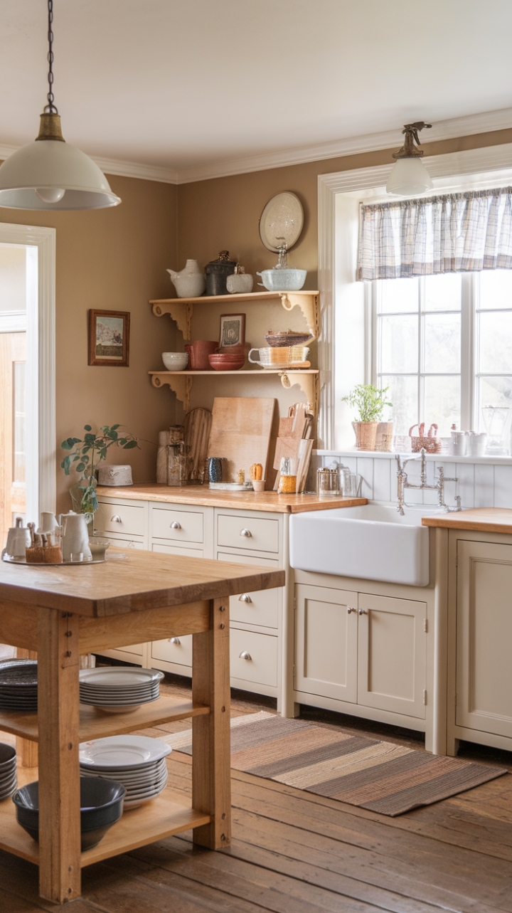 Rustic Country Kitchen with Natural Wood Accents