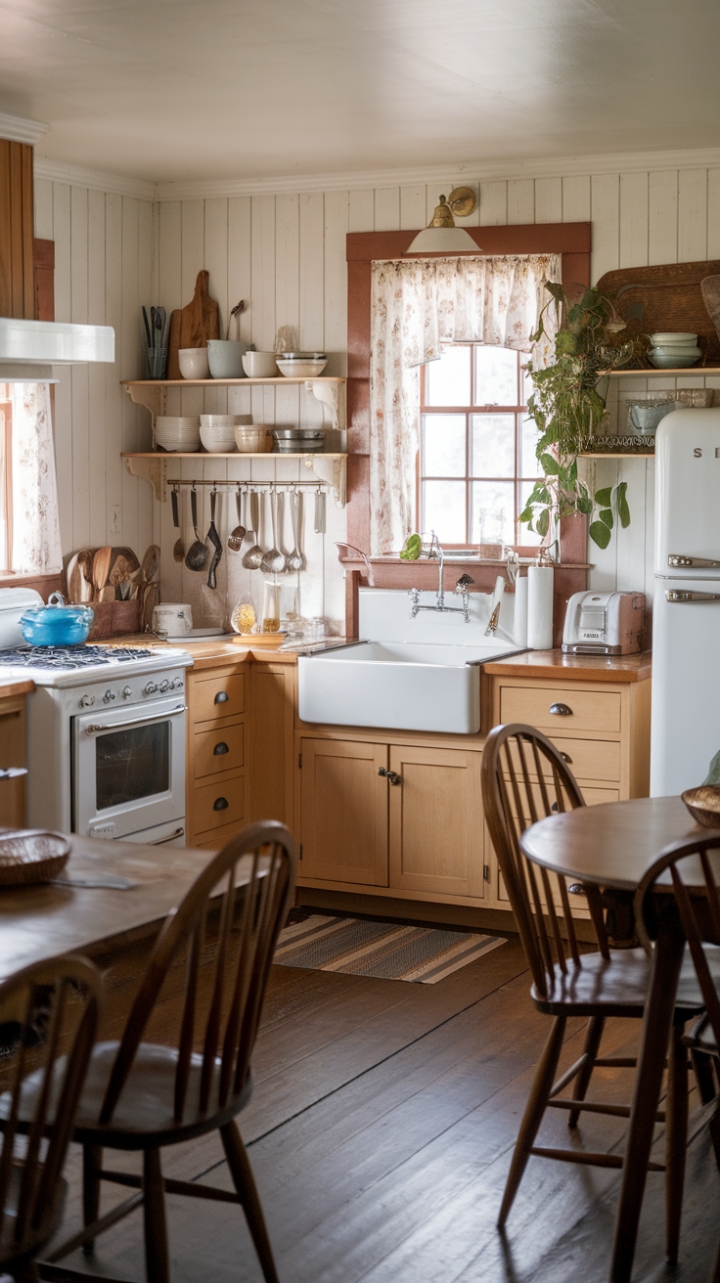 A Cozy Vintage Kitchen Embraces Timeless Charm