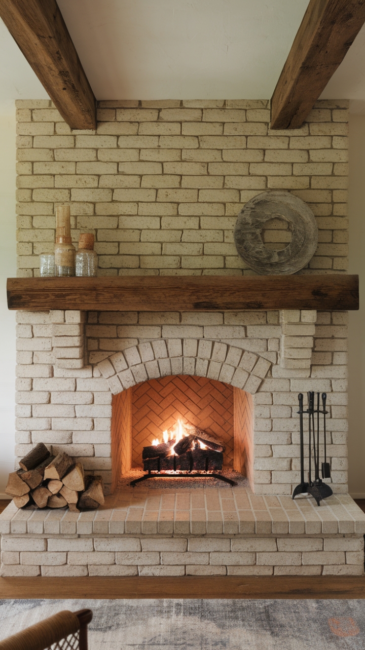 Warmth and Charm: A Timeless Farmhouse Fireplace Scene