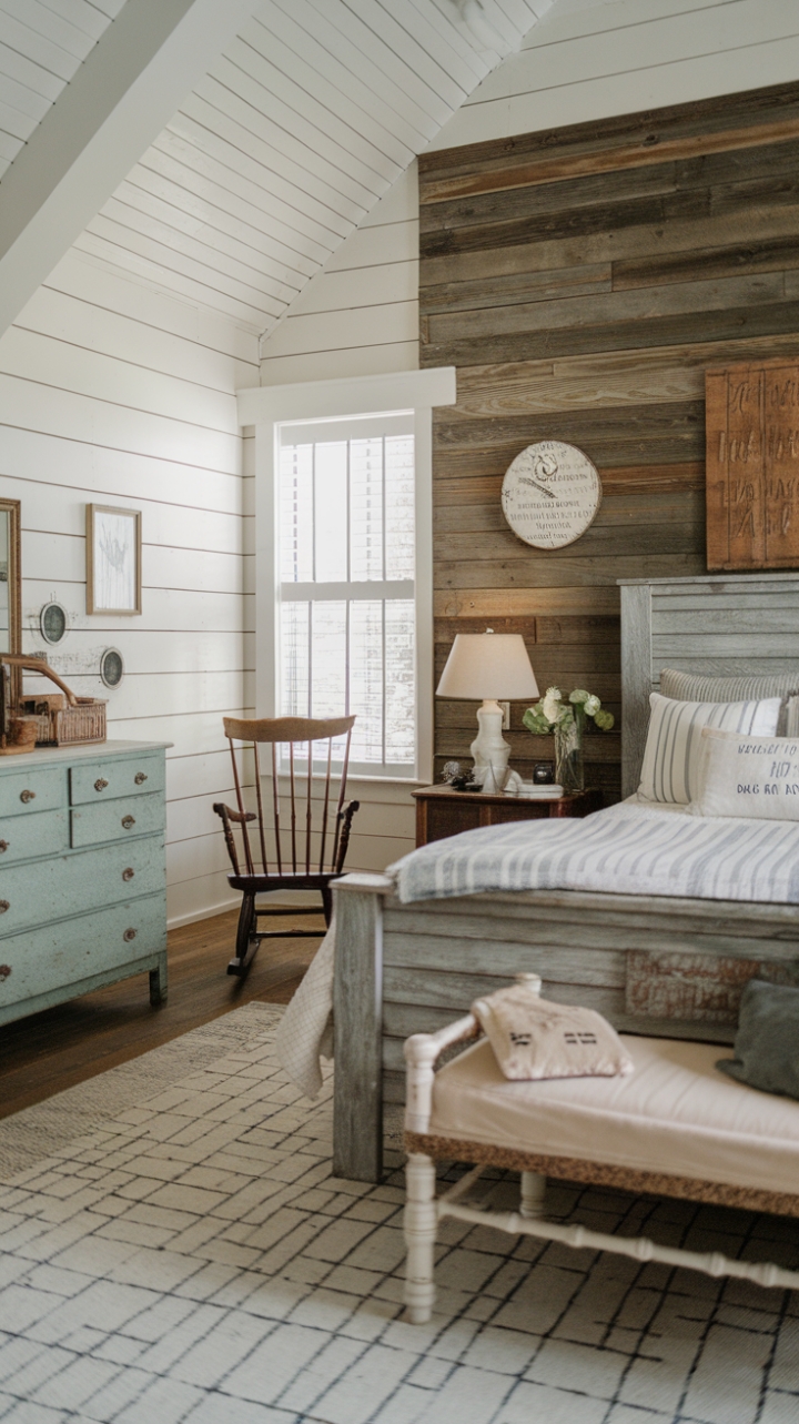 Vintage Charm: A Cozy Farmhouse Bedroom Retreat