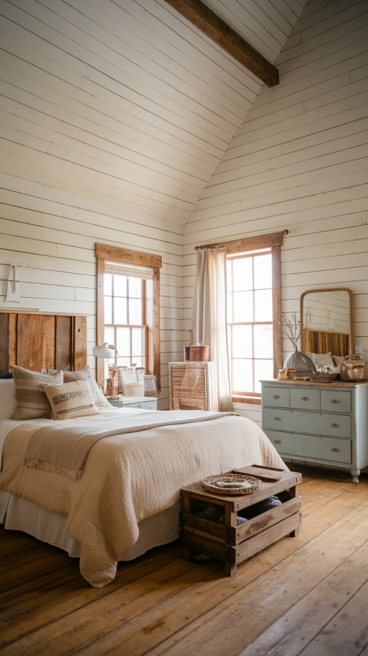 Rustic Charm and Timeless Elegance in a Farmhouse Bedroom
