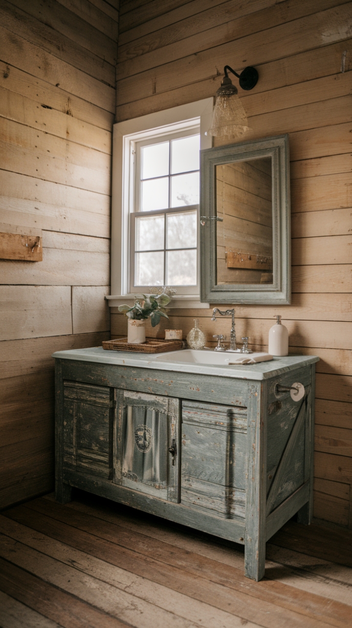 Farmhouse Charm: A Vintage-Inspired Bathroom Retreat