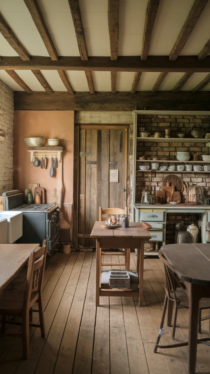Rustic Charm: A Cozy Kitchen Filled with Vintage Warmth