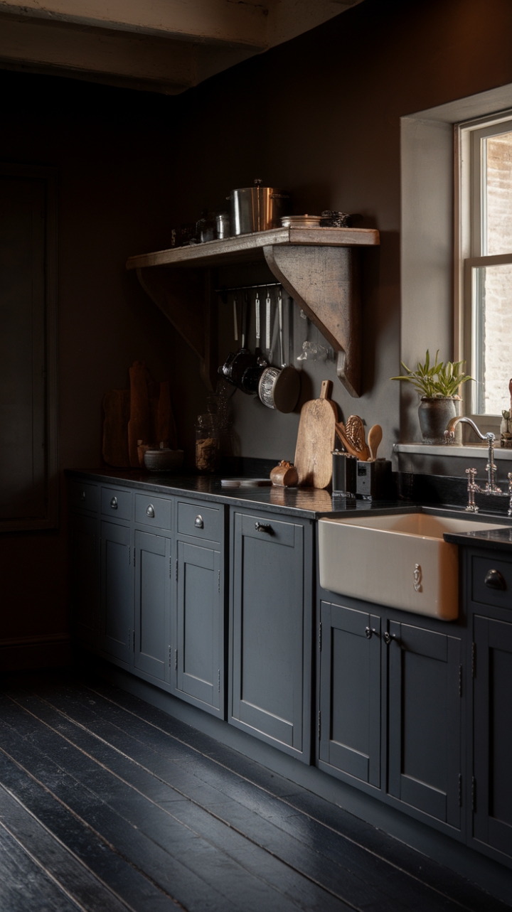 Charcoal Shaker Kitchen with Vintage Charm