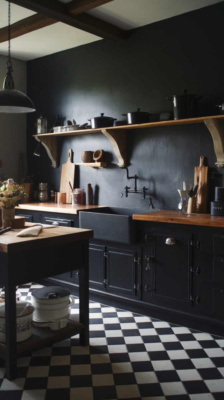 Rustic Elegance: Classic Checks and Warm Wood Accents
