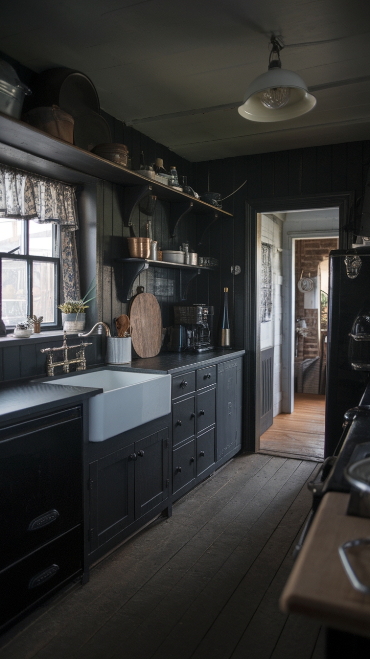 Dark Farmhouse Charm with Vintage Elegance