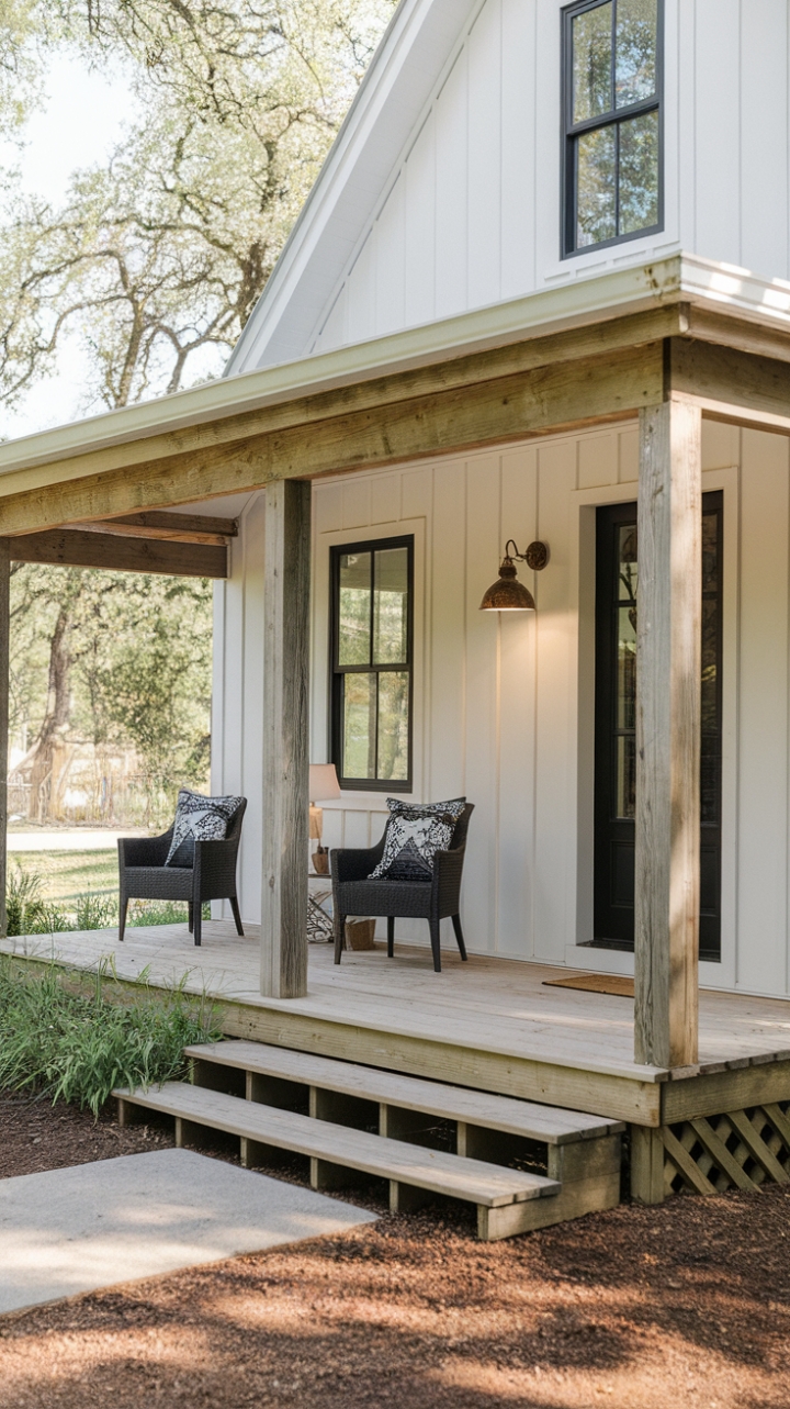 Charming Modern Farmhouse with Inviting Porch and Serene Surroundings