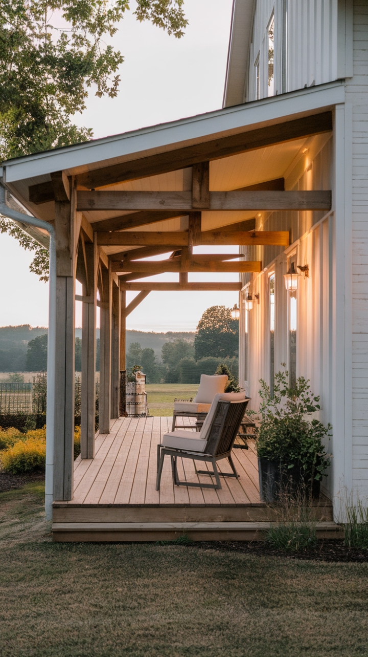 Serene Modern Farmhouse Porch with Rustic Charm