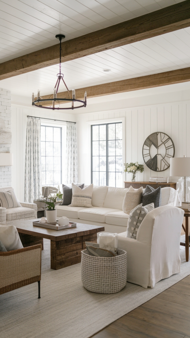 Modern Farmhouse Living Room: Rustic Charm Meets Contemporary Elegance
